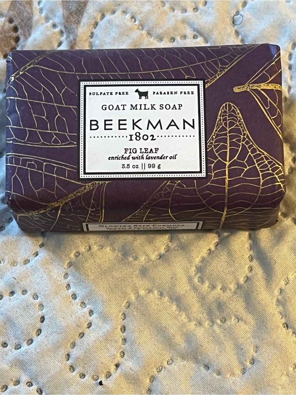 Beekman 1802 Fig Leaf Goat Milk Soap - Purple & Gold